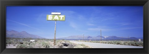 Framed Old Diner Sign, Highway 395, California, USA Print