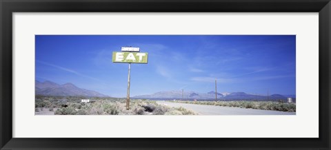 Framed Old Diner Sign, Highway 395, California, USA Print