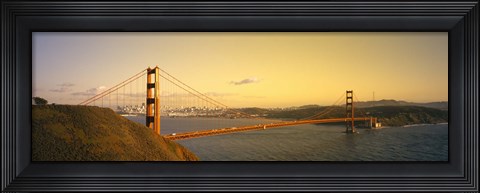 Framed Golden Gate Bridge with Golden Sky, San Francisco, California, USA Print