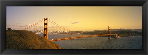 Framed Golden Gate Bridge with Golden Sky, San Francisco, California, USA Print