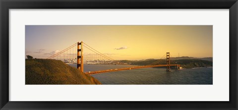 Framed Golden Gate Bridge with Golden Sky, San Francisco, California, USA Print