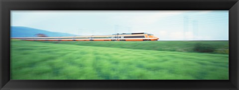 Framed TGV High-speed Train passing through a grassland Print