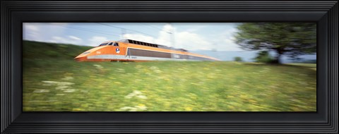 Framed TGV High-Speed Train Moving Through Hills, Blurred Motion Print
