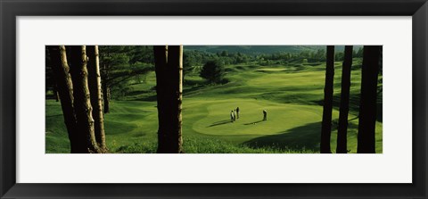 Framed Four people playing golf, Country Club Of Vermont, Waterbury, Washington County, Vermont, USA Print