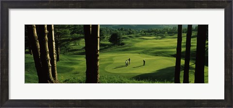 Framed Four people playing golf, Country Club Of Vermont, Waterbury, Washington County, Vermont, USA Print