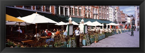 Framed Group of people in a restaurant, Bruges, Belgium Print