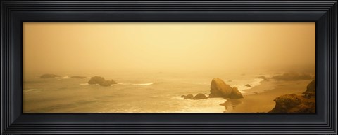 Framed Fog over the beach, Mendocino, California, USA Print