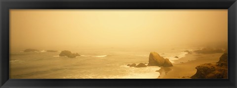 Framed Fog over the beach, Mendocino, California, USA Print