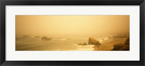 Framed Fog over the beach, Mendocino, California, USA Print