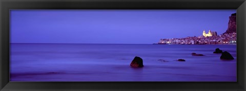 Framed Cefalu At Dusk, Sicily, Italy Print