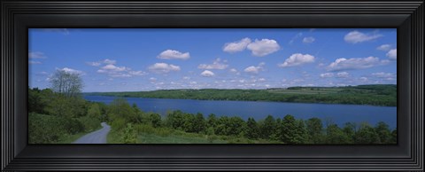Framed Road near a lake, Owasco Lake, Finger Lakes Region, New York State, USA Print