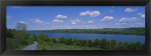 Framed Road near a lake, Owasco Lake, Finger Lakes Region, New York State, USA Print