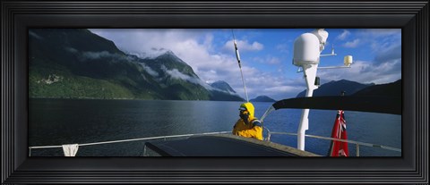 Framed Sailor on a yacht, New Zealand Print