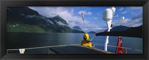Framed Sailor on a yacht, New Zealand Print