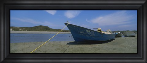 Framed Fishing boats on the beach, Mexico Print