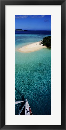 Framed Island With Boat Tonga South Pacific Print