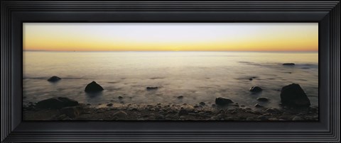 Framed Rocks on the beach, Block Island, Rhode Island, USA Print