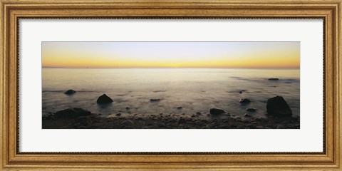 Framed Rocks on the beach, Block Island, Rhode Island, USA Print