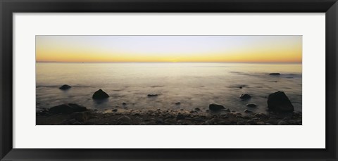 Framed Rocks on the beach, Block Island, Rhode Island, USA Print