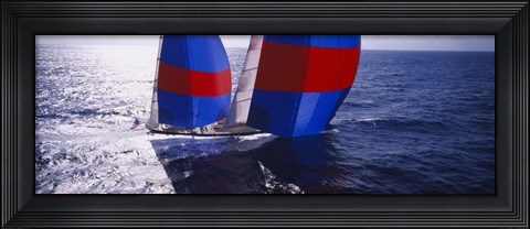 Framed High angle view of a yacht in the sea, Caribbean Print