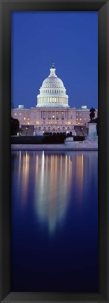 Framed Reflection of a government building in water, Capitol Building, Capitol Hill, Washington DC, USA Print