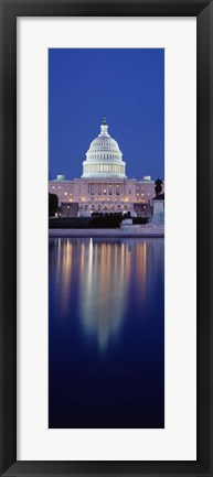 Framed Reflection of a government building in water, Capitol Building, Capitol Hill, Washington DC, USA Print