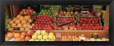 Framed Close-Up Of Fruits In A Market, Rue De Levy, Paris, France Print