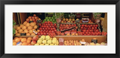 Framed Close-Up Of Fruits In A Market, Rue De Levy, Paris, France Print