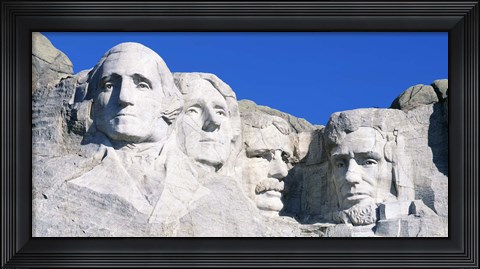 Framed Mount Rushmore in White Print