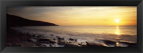 Framed Sunset over the sea, Celtic Sea, Wales Print