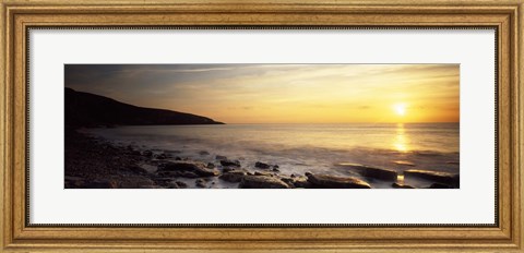 Framed Sunset over the sea, Celtic Sea, Wales Print