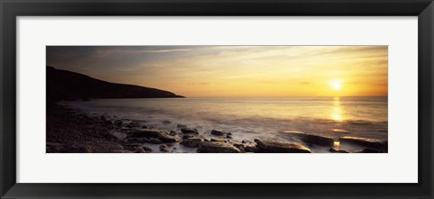 Framed Sunset over the sea, Celtic Sea, Wales Print