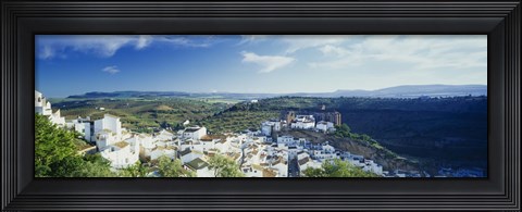 Framed High angle view of buildings in a town, Pueblo Blanco, Andalusia, Spain Print