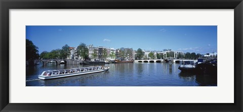 Framed High angle view of a ferry in a lake, Amsterdam, Netherlands Print