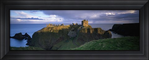 Framed High angle view of a castle, Dunnottar Castle, Grampian, Stonehaven, Scotland Print