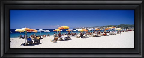 Framed Tourists on the beach, Porto Carras, Sithonia, Chalkidiki, Greece Print