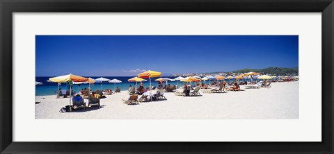 Framed Tourists on the beach, Porto Carras, Sithonia, Chalkidiki, Greece Print