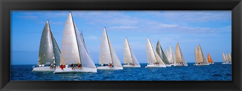 Framed Yachts in the ocean, Key West, Florida, USA Print