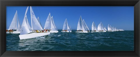 Framed Sailboats racing in the ocean, Key West, Florida Print