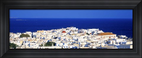 Framed Mykonos, Greece with Bright Blue Water &amp; Sky Print
