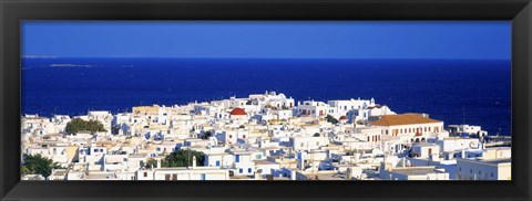 Framed Mykonos, Greece with Bright Blue Water &amp; Sky Print