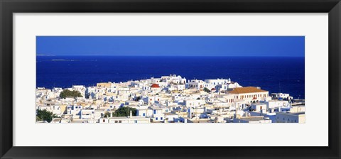 Framed Mykonos, Greece with Bright Blue Water &amp; Sky Print