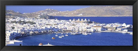 Framed Mykonos Harbor, Greece Print