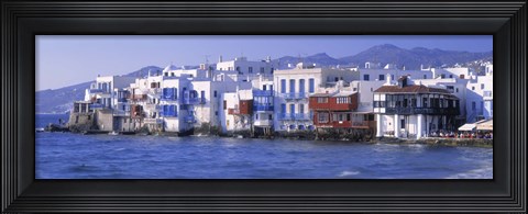 Framed Buildings on the Waterfront, Mykonos, Greece Print