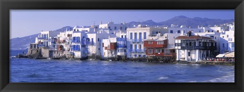 Framed Buildings on the Waterfront, Mykonos, Greece Print