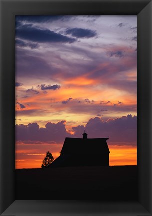 Framed Barn at Sunset Print