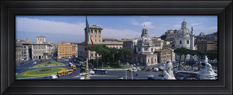 Framed High angle view of traffic on a road, Piazza Venezia, Rome, Italy Print