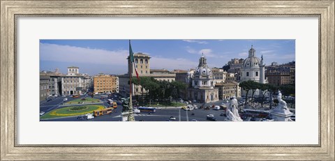 Framed High angle view of traffic on a road, Piazza Venezia, Rome, Italy Print