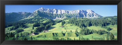 Framed Switzerland, Emmental, High angle view of a farmland Print