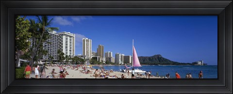 Framed Waikiki Beach Oahu Island HI USA Print